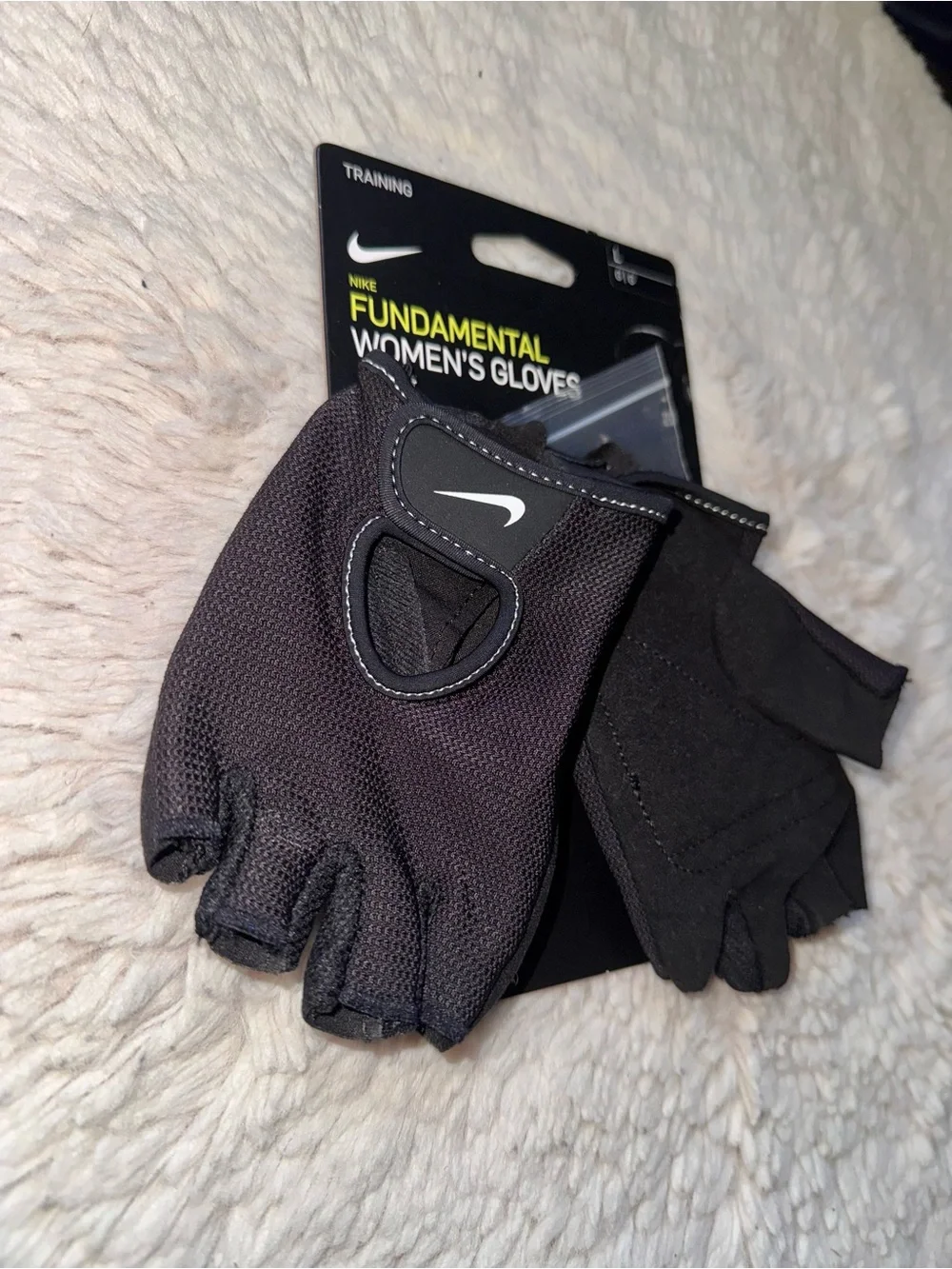 Nike Fundamental Fingerless Women's Size Large Black Polyester Blend Gloves